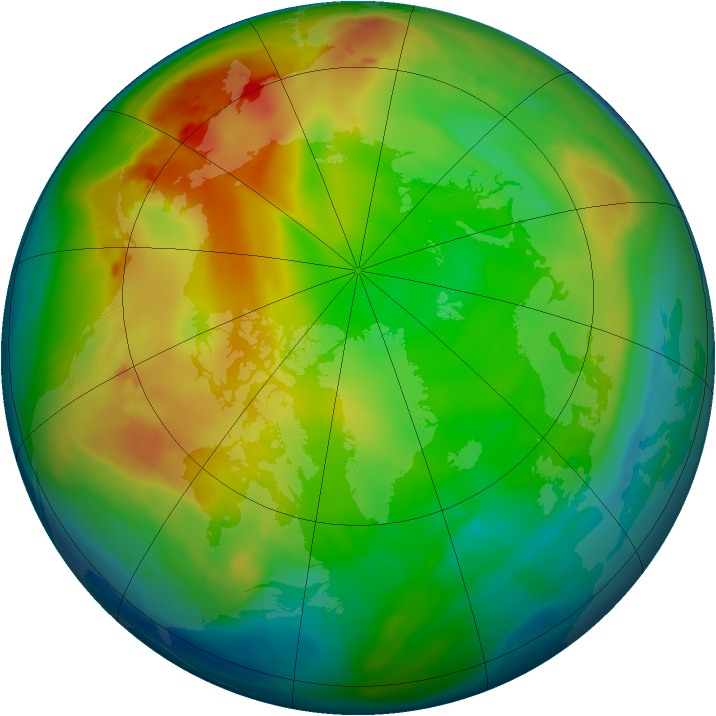 Arctic ozone map for 25 December 2014